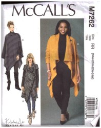 7262 McCalls Khaliah Ali Loose Shaped Sweater Coats, Poncho Pattern New 8-16
